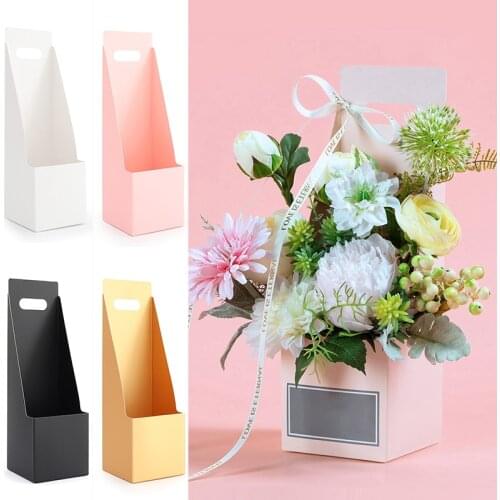 1PC Portable Rose Flower Box Waterproof Folding Paper Handy Gift Bag Kraft Handbag Birthday Wedding Party Gift Packaging Boxes