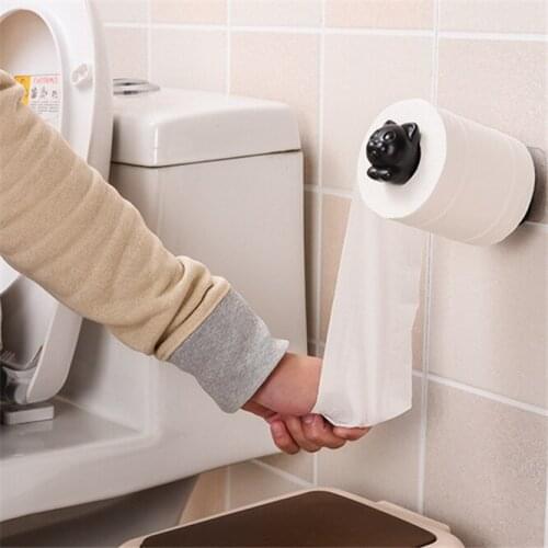 10pcs Cat shape Roll Paper Accessory Wall Mount adjustable Toilet Paper Holder PP Bathroom tissue towel accessories rack holders