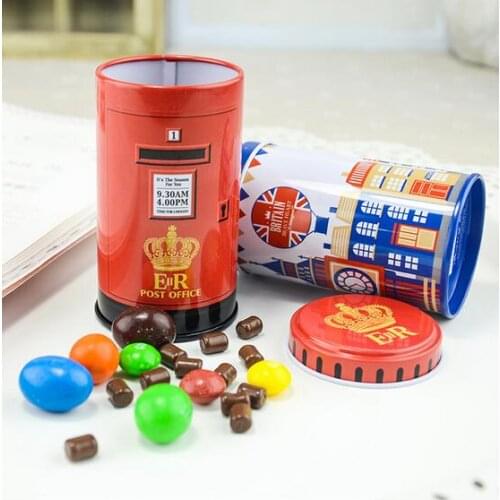 100pcs Metal Candy Telephone Booth Cans Storage Box Trinket Tin Jewelry Iron Tea Coin Storage Square Box Case
