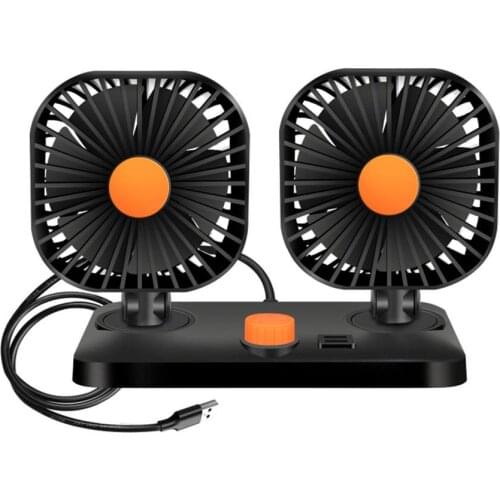 12V 24V 360 All-Round Adjustable Car Auto Air Cooling Dual Head Fan Low Noise Car Auto Cooler Ventilator Car Fan Accessories
