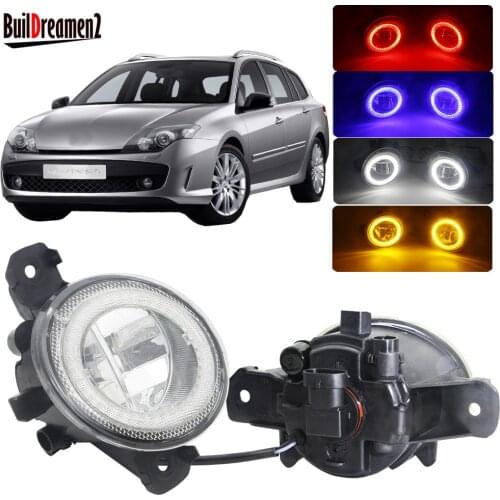 2 X Car Angel Eye Fog Light H11 Front Bumper LED Fog Lamp DRL 4000LM 12V For Renault Laguna 2/II Grandtour Hatchback 2001-2015