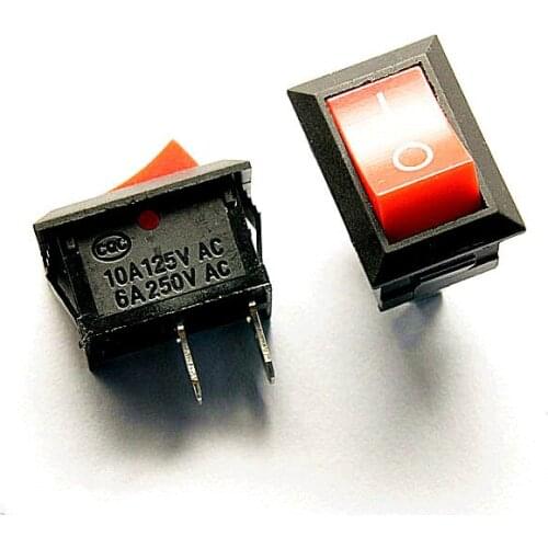 2 Pin 6A 250V Red Button Rocker Switch Power Switches