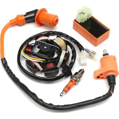 4 pieces/set of racing ignition coil, CDI spark plug, electromagnetic stator for moped for 49cc 50cc GY6 Scooter