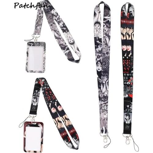 AD743 Patchfan Cartoon Horror Lanyard Keychain keys Badge ID Mobile Phone Rope Kid Gifts Lanyard With Card Holder Cover