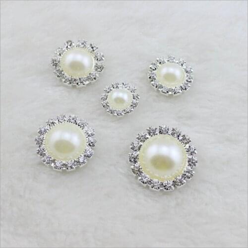 10pcs Round Rhinestone Crystal Flat Back Imitation Pearl Beads Scrapbook Craft Decoration for DIY Jewelry Making Z658