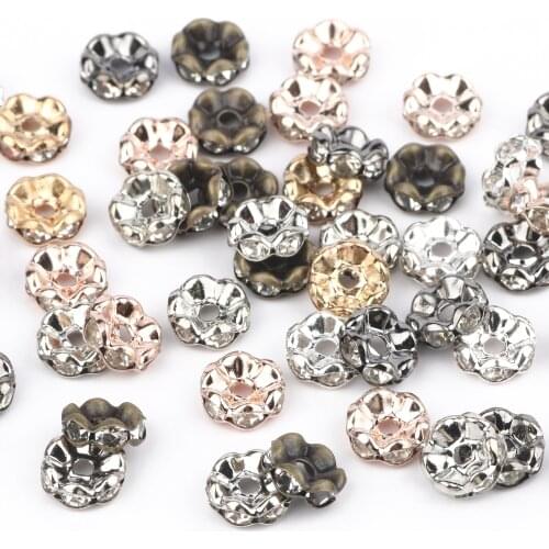 50pcs 4/6/8/10mm Rondelle AB Crystal Rhinestone Bead for Jewelry Making Diy Spacer Beads Charm Bracelet Necklace Findings