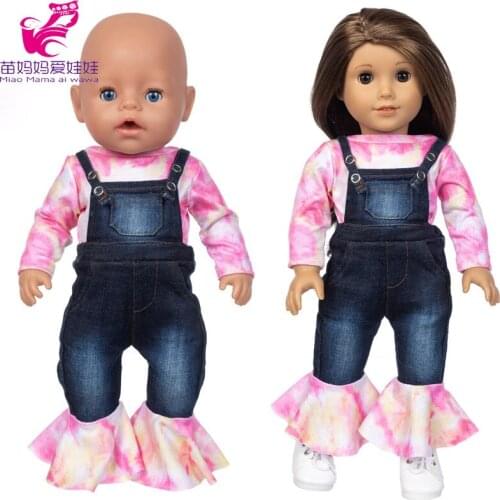 Baby Doll Clothes Tie Dye Jeans Pants 18 Inch Girl Doll Outfit Denim Overall Children Girl Gift Toys Wears