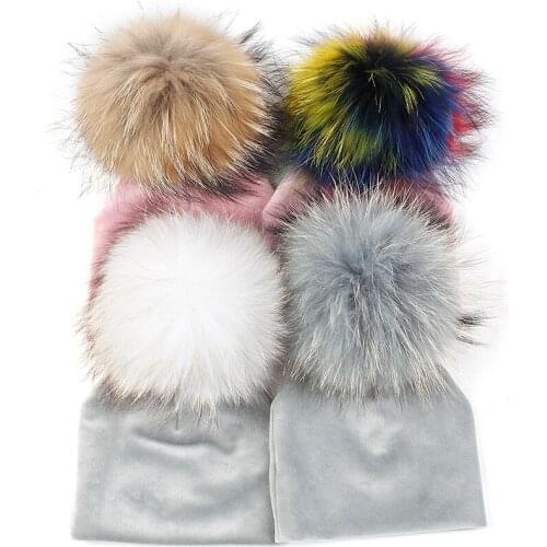 Baby Winter Thick Warm Velvet Windproof Beanies With Fur Pompon Caps Newborn Soft Toddler Infant Hat Child Soft Skullies Hats