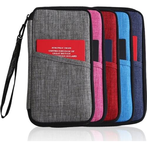 Men Women Trip Passport Credit Card Package ID Clip File Multi-Card Storage Bag Clutch Travel Business Document Organizer Wallet