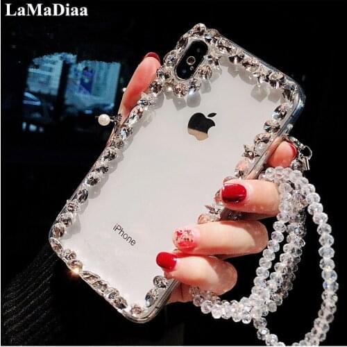 For SamsungS6 S7 S8 S9 S10 S11Plus Lite Note5 8 9 10 Bling Rhinestone Crystal Diamond Transparent Phone Case Soft Back Cover DIY