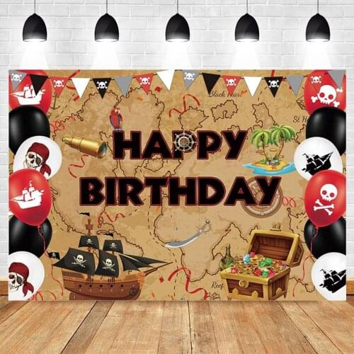 Yeele Baby Birthday Backdrop Photocall Pirate Map Balloon Party Decor Photography Prop Background Kids Photo Studio Photographic
