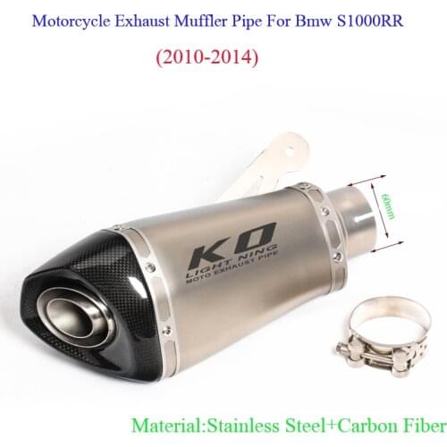 60mm Motorcycle Exhaust Muffler Pipe System With DB Killer Silp on for bmw S1000R 2010-2016 S1000RR 2010-2014