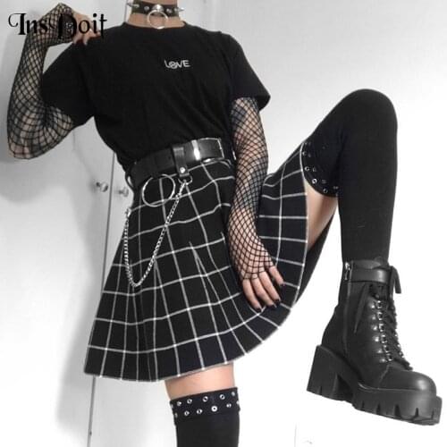 InsDoit Y2K Goth Plaid Punk Grunge Skirt Women Harajuku Streetwear Fashion Sexy Elegant Skirt Aesthetic Summer High Waist Skirts