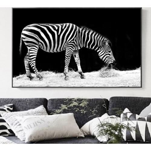 Black White Africa Wildlife Animals Zebra Canvas Paintings Animals Posters Prints Wall Pictures for Living Room Home Decoration