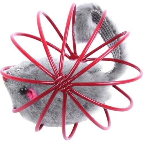 Pet Cat Kitten Funny Playing Toy Teal Fake Mouse Mice Rat in Cage Ball