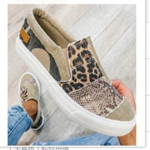 Autumn Women Shoes Comfortable Ladies Flats Patchwork Snake Pattern Canvas Loafers Slip On Women Lazy Shoes Female Sneakers jk89