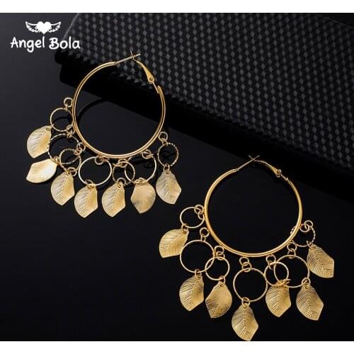 Small Hoop Earrings for Women Gold Cute Tassel Leaves Earrings Allah Turkish Jewelry Accessories Female 2020 Gifts