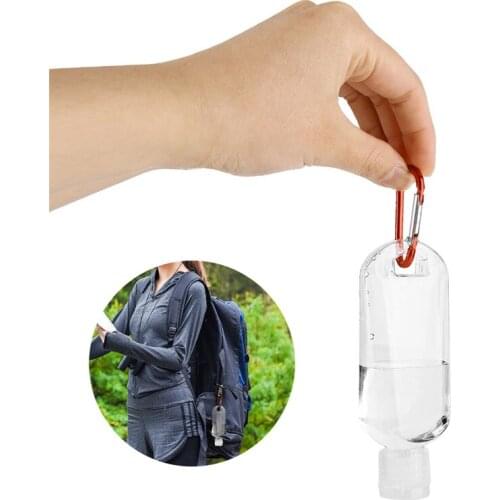 50ml Refillable Plastic Carabiner Hook Bottle Mini Portable Transparent Travel Bottle Household Portable Items Small Container
