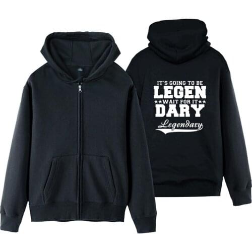 Man Boy Coat Jacket cardigan HIMYM Legen Dary Letters Its Going To Be Legendary Wait For It Full Zip Fleece Hooded Jackets