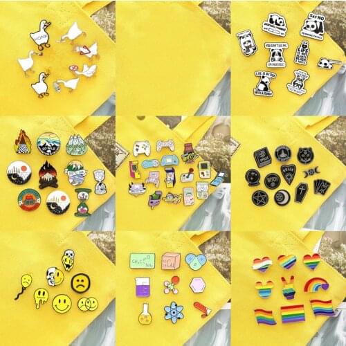 8 ~ 16 Pieces / Set Fire Shadow Enamel Pin Set Custom Game Machine Gothic Brooch Lapel Pin Badge Jewelry Gift Price Amazing
