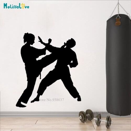 Wall Vinyl Sticker Decal Mural Dual Karate Fight Martial Art Sport Wall Decals For Boy Bedroom Home Decoration Art Mural CL349