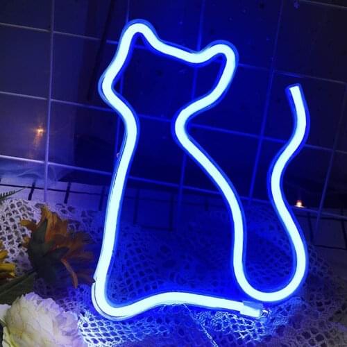 Neon LED Battery Power Lights Sign Cat Bolt Bat Rocket Flash Lightning Night Lamp Festival Atmosphere Neon Ornament Tubes