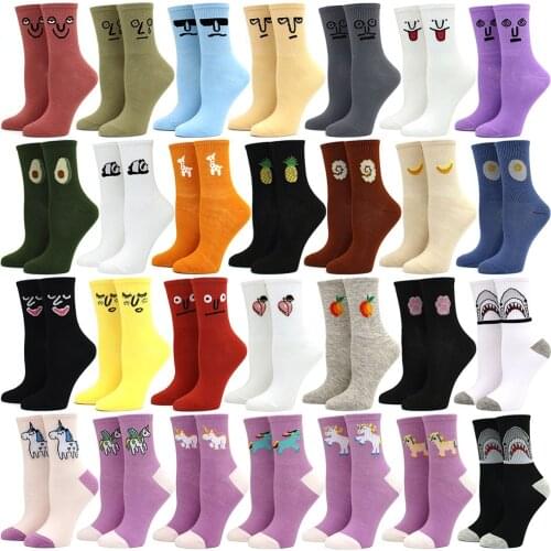 Cartoon animal socks kawaii cute meias divertidas funny korean style women fruit Funny expression skarpetki femme chaussettes