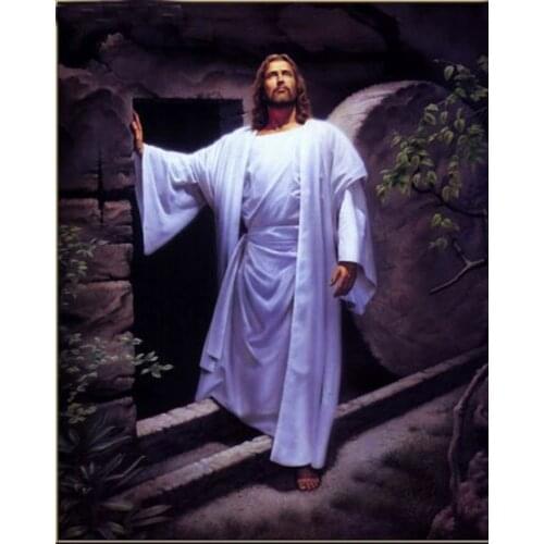 New Year Gift Beautiful Religious Figure Oil Painting on Canvas Christ Jesus Resurrection of Christ at Night Wall Decor Art