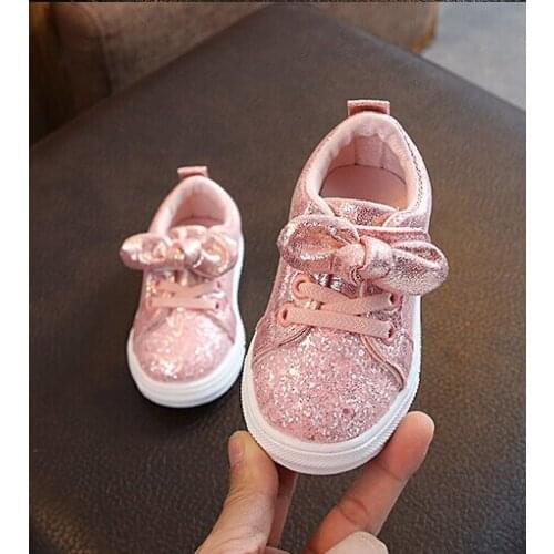 Newborn Infant Baby Girls Bow Sequin Crib Shoe Trend Children Casual Shoes