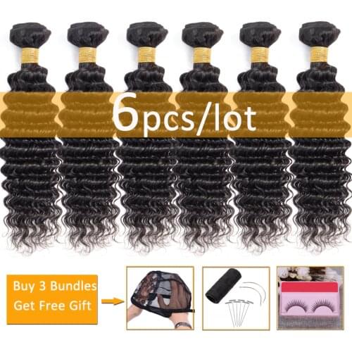 Wholesale hair deep wave bundles bulk human hair bundles deals non-remy hair extensions Peruvian Brazilian hair weave bundles