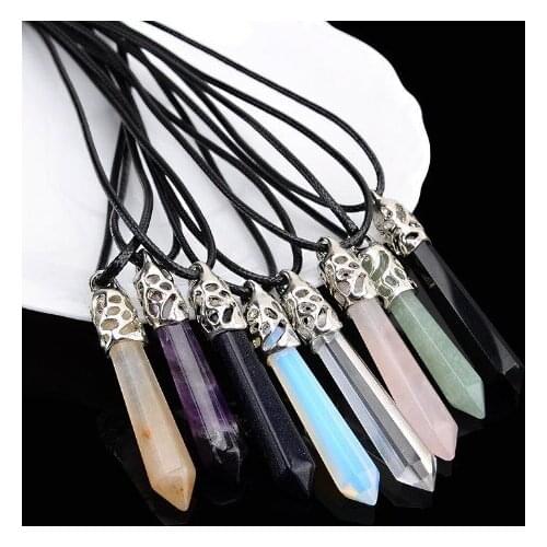 Bullet Shape Corloful Natural Stone Pendant Necklace Accessories Crystal Real Necklace Pendant