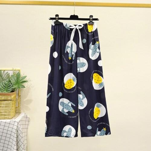 New cotton silk pajamas womens thin large size loose net red trousers pregnant women wide leg pants fashion casual pants