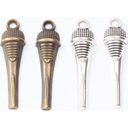 100pcs 9*34MM Vintage silver color bronze Microphone charms tibetan pendants for bracelet necklace earring diy jewelry making