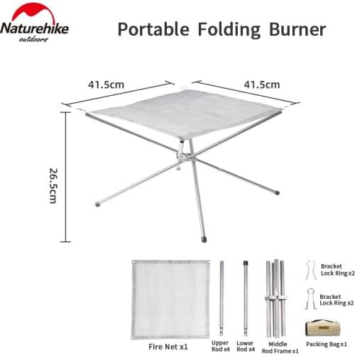 Naturehike Portable Quickly Folding Mini BBQ Stove Stainless Steel Grill Net Outdoor Camping Home BBQ Detachable Easy to Install