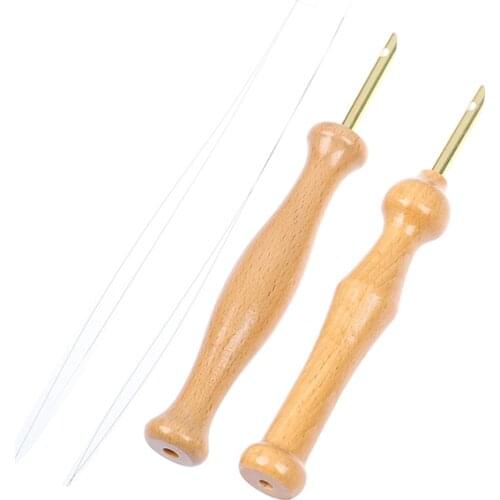 Durable Knitting Embroidery Pen Punch Needle Threader Set DIY Wood Handle Sewing Weaving Felting Craft dropshipping