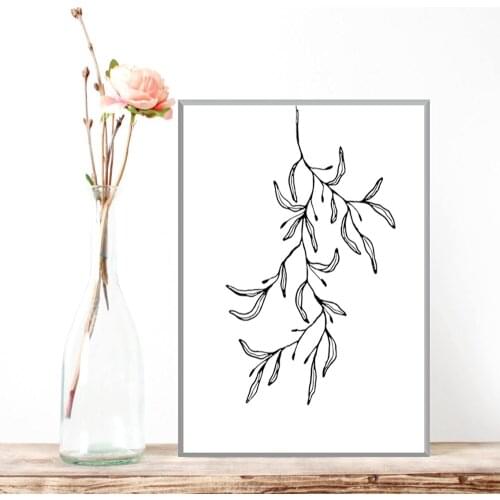 Plant Leaves Simple white background Canvas Painting Wall Art Picture Poster For Childs Room Garden Home Decoration Unframed