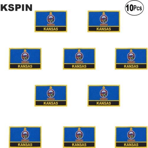 Kansas Rectangle Flag Embroidery Patches Iron on Saw on Transfer patches Sewing Applications