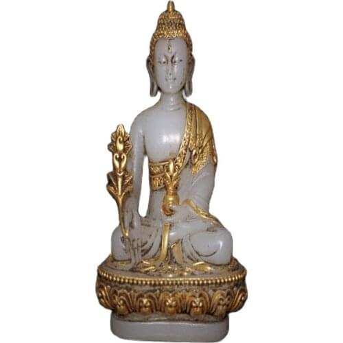 Early collection of antique hand carved glass gilt white jade pharmacist Buddha family collection ornaments