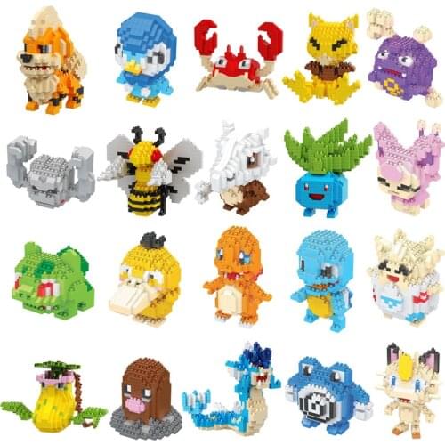 Various Style Pokemon Building Blocks Pikachu Toy Doll Charmander Squirtle Bulbasaur Figure Model With box Kawaii Fun Gift