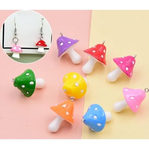 5pcs 3D Colorful Mushroom Earring Resin Charms Pendants DIY Decoration For Necklace Keychains Bracelet Jewelry Accessories