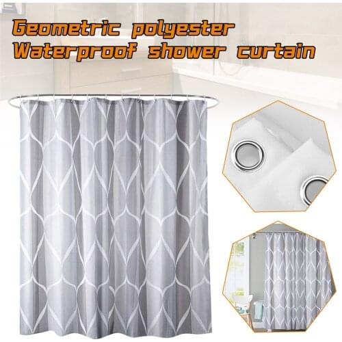 Gray Waterproof and Mildew proof polyester shower curtain set 180*180cm with 12 hooks cloth Thicken bathroom curtains