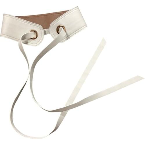 Women genuine leather wide belt straps lady real sheepskin waistband