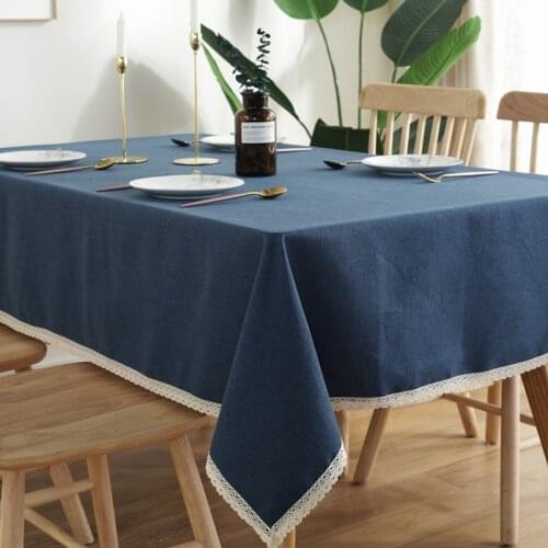 Fuzzy bull tassel Table Cloth Cotton Linen Wrinkle Free Anti-Fading Tablecloths Washable Table Cover for Kitchen Dinning Part
