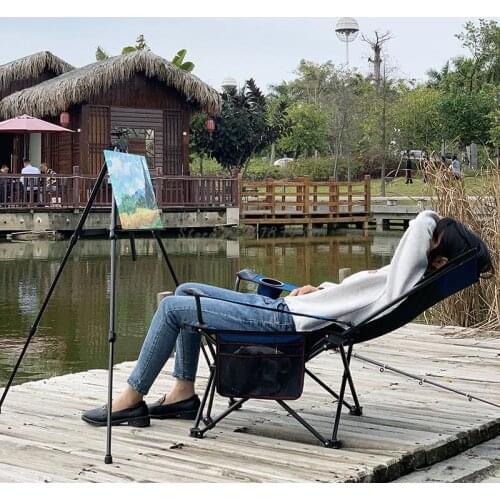 Outdoor folding recliner multifunctional office lunch break recliner portable beach fishing chair home leisure reclining chair