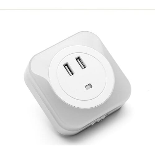 LED Night Light With Dual USB Port Phone Charger Wall EU/US Plug Light Sensor Control Socket Day And Night Sensor Wall Light