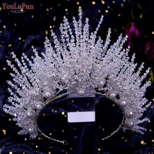 TOPQUEEN HP399 Goddess Crown Spiked Halo Hairbands Wedding Party Headdress Silver Headpiece Vintage Wedding Tiaras Accessories