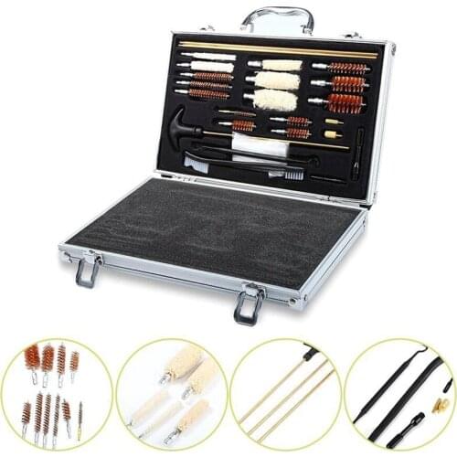 Universal Gun Cleaning Kit Gun Brush Tool Rifle Pistol Handgun Shotgun Brush Cleaner Maintenance Tools Aluminum Storage Case