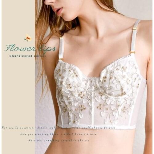 Vintage embroidered flower bra, lace thin bra and panty set, sexy cute bra and pants set, outer wear