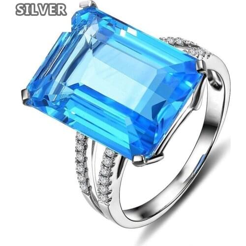 Natural blue square gemstones fine jewelry perfect for a stylish womens wedding party silver 925 ring mens wholesale lots bulk