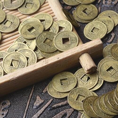 1/100Pcs Antique Fortune Money Coin Luck Fortune Wealth Chinese Feng Shui Lucky Ching/Ancient Coins Set Educational Ten Emperors